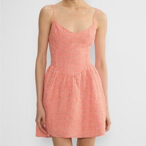 Aritzia Wilfred Influence Red Gingham Mini Dress Size 10